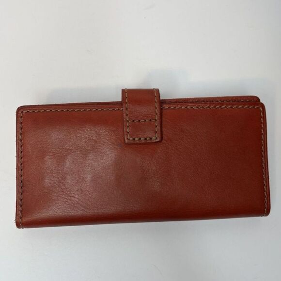 Fossil Austin Red Soft Leather Bifold Wallet Slim Turnlock Checkbook Card Wallet - Picture 3 of 7